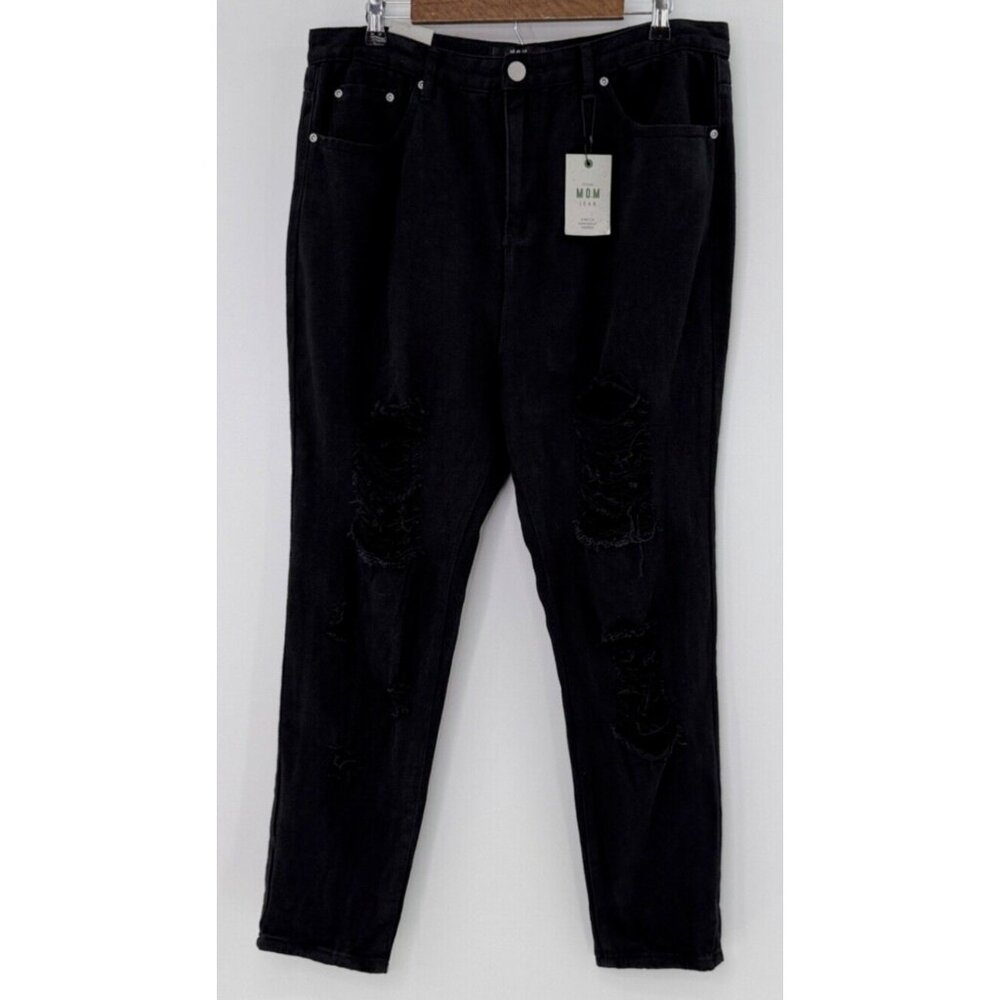 NWT Yours Clothing‎ MOM Black Distressed Jeans UK18 EU 46 Normcore